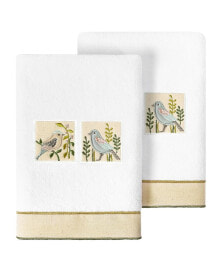 Linum Home textiles Turkish Cotton Belinda Embellished Fingertip Towel Set, 2 Piece