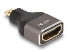 HDMI Adapter Micro-D Stecker zu A Buchse 8K 60 Hz grau Metall - Adapter