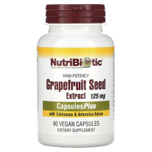 Биофлавоноиды NutriBiotic, High Potency Grapefruit Seed Extract with Echinacea & Artemisia Annua, 125 mg, 90 Vegan Capsules