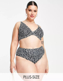 Купить женские купальники Peek & Beau Curve: Peek & Beau Curve – Exklusiv – Mix and Match – Bikinihose in Schwarz mit hohem Bund und Tupfenmuster