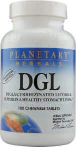 Пищеварительные ферменты Planetary Herbals DGL Деглицирризиновый экстракт корня солодки 100 жевательных таблеток