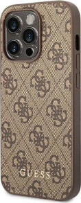 Guess Etui Guess GUHCP14LG4GFBR Apple iPhone 14 Pro brązowy/brown hard case 4G Metal Gold Logo