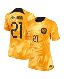 Nike women's Frenkie de Jong Orange Netherlands National Team 2022/23 Home Breathe Stadium Replica Player Jersey
