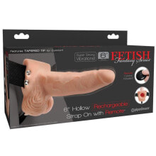 Страпон FETISH FANTASY SERIES Elastic Strap-On with 6 Hollow Dildo 10 Functions Remote Control USB