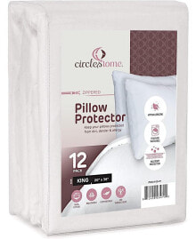 Circles Home 100% Cotton Breathable Pillow Protector with Zipper – White (12 Pack)