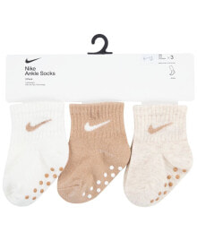 Nike baby Boys or Baby Girls Core Ankle Gripper Socks, Pack of 3