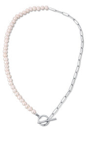 Ювелирные колье trendy steel necklace with real river pearls JL0788