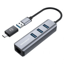 Купить сетевые карты и адаптеры GrauGear: Graugear USB-Hub, 3x USB 3.0 Type-A Gbit LAN, inkl. USB-C Adapter - silber