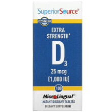 Витамин D superior Source, витамин D3 с повышенной силой действия, 25 мкг (1000 МЕ), 100 быстрорастворимых таблеток MicroLingual