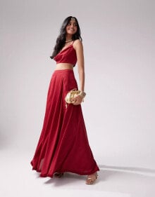 Купить женские юбки Kanya London: Kanya London Lehenga chiffon full flare skirt co-ord in deep red