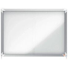 NOBO Premium Plus 8xA4 Sheets Magnetic White Surface Interior Display Case With Sliding Door