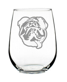 Bevvee english Bulldog Face Bulldog Dog Gifts Stem Less Wine Glass, 17 oz