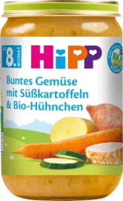 Купить детское питание HiPP: Menü Buntes Gemüse mit Süßkartoffeln & Bio-Hühnchen ab dem 8. Monat, 220 g