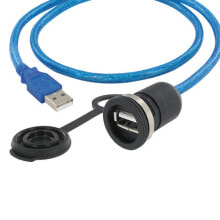 Encitech M16 Panel Contact with USB-A 3.0 + Cable - 2 m - USB A - USB A - USB 3.2 Gen 1 (3.1 Gen 1) - Black - Blue
