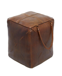 Canvas Pouf with Leather Handles, 20