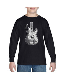 LA Pop Art big Boy's Word Art Long Sleeve T-shirt - Bass Guitar