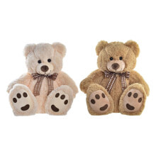 Мягкие игрушки для девочек плюшевый медвежонок DKD Home Decor Бант 35 x 30 x 41 cm Бежевый Коричневый Детский Медведь (2 штук)