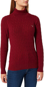 GANT Women's Stretch Cotton Cable Turtle Neck Pullover