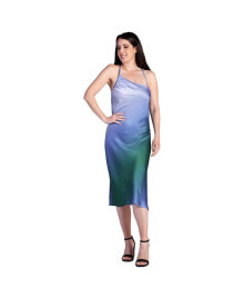 Standards & Practices women's Ombre Print Asymmetric Satin Slip Dress