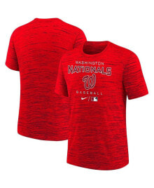 Youth Boys Red Washington Nationals Authentic Collection Practice Velocity Space-Dye Performance T-shirt
