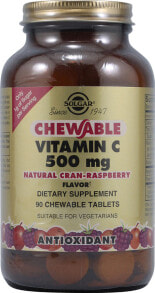Витамин C Solgar Chewable Vitamin C Cran-Raspberry Витамин С со вкусом ежевики 500 мг 90 жевательных таблеток