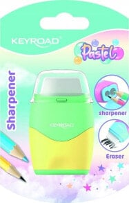 Купить точилки для карандашей Keyroad: Keyroad Temperówka plastikowa z gumką KEYROAD, pastel, podwójna, blister, mix kolorów