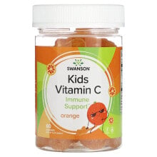 Витамин С swanson, Витамин C для детей, апельсин, 60 жевательных таблеток