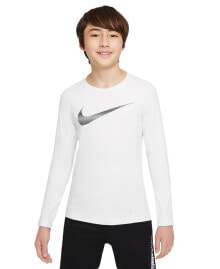 Nike boys Pro Warm Standard-Fit Logo-Print Long-Sleeve T-Shirt