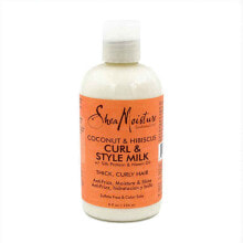 Несмываемые средства и масла для волос shea Moisture Coconut & Hibiscus Curl & Style Milk Увлажняющее и придающее блеск молочко с натуральными маслами 236 мл