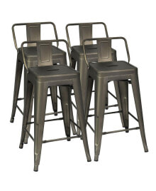 Costway set of 4 Low Back Metal Counter Stool 24'' Seat Height