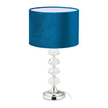Tischlampe Kristall und Samt in Blau