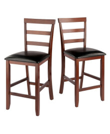 Winsome simone 2-Piece Wood Cushion Ladder-Back Counter Stool Set