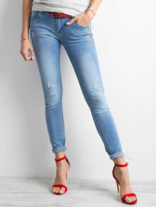 Женские джинсы  скинни  со средней посадкой укороченные голубые Factory Price