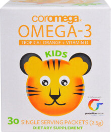 Рыбий жир и Омега 3, 6, 9 coromega Omega 3 Kids Детское омега-3 с витамином Д 30 порций с апельсиновым вкусом