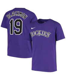 Nike youth Big Boys Charlie Blackmon Purple Colorado Rockies Player Name and Number T-Shirt