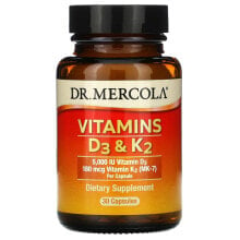 Витамин К dr. Mercola, Vitamins D3 & K2, 30 Capsules
