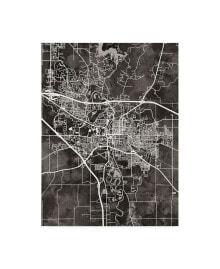 Trademark Global michael Tompsett Iowa City Map Black Canvas Art - 37