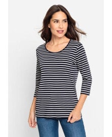 Купить женские блузки и кофточки Olsen: Women's 100% Cotton Stripe T-Shirt