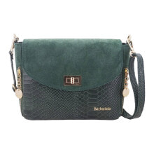 Женская сумка через плечо кожаная с тисненеим темно-зеленая Barberini's