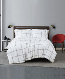 Truly Soft printed Windowpane 3 Piece Duvet Cover Set, Full/Queen