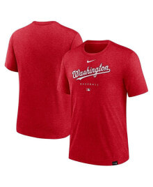 Nike men's Heather Red Washington Nationals Authentic Collection Early Work Tri-Blend Performance T-shirt