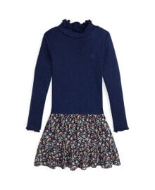 Купить детские платья и сарафаны для девочек Polo Ralph Lauren: Toddler And Little Girls Floral Woven Skirt Turtleneck Dress