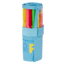 Pencil Case Benetton Spring Roll-up Sky blue 7 x 20 x 7 cm (27 Pieces)