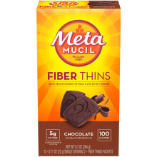 Пищеварительные ферменты Metamucil Fiber Thins Chocolate Хрустящие закуски из клетчатки, содержащие 5 граммов клетчатки и 100 калорий на порцию для улучшения пищеварения и утоления голода 12 пакетов с шоколадным вкусом