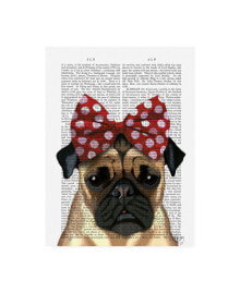 Trademark Global fab Funky Pug with Red Spotty Bow on Head Canvas Art - 27