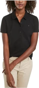 Tommy Hilfiger Regular Fit Essential Stretch Cotton Polo Shirt Women's Black