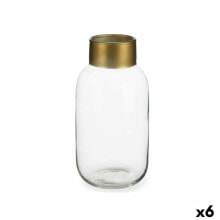 Vase Transparent Golden Glass 11,5 x 24 x 11,5 cm (6 Units)