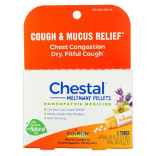 Витамины и БАДы от простуды и гриппа boiron, Chestal Meltaway Pellets, Cough & Mucus Relief, 2 Tubes, Approx. 80 Pellets Each
