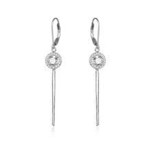 Женские ювелирные серьги long silver earrings with zircons AGUC1977
