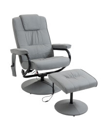 HOMCOM vibration Massage Recliner Chair with Ottoman, Gray